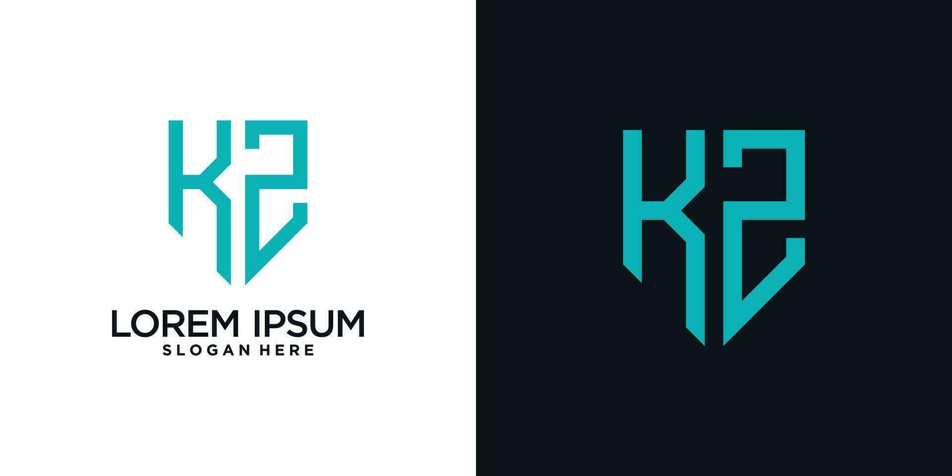 Monogram logo design initial letter k combined with shield element and creative concept vector
