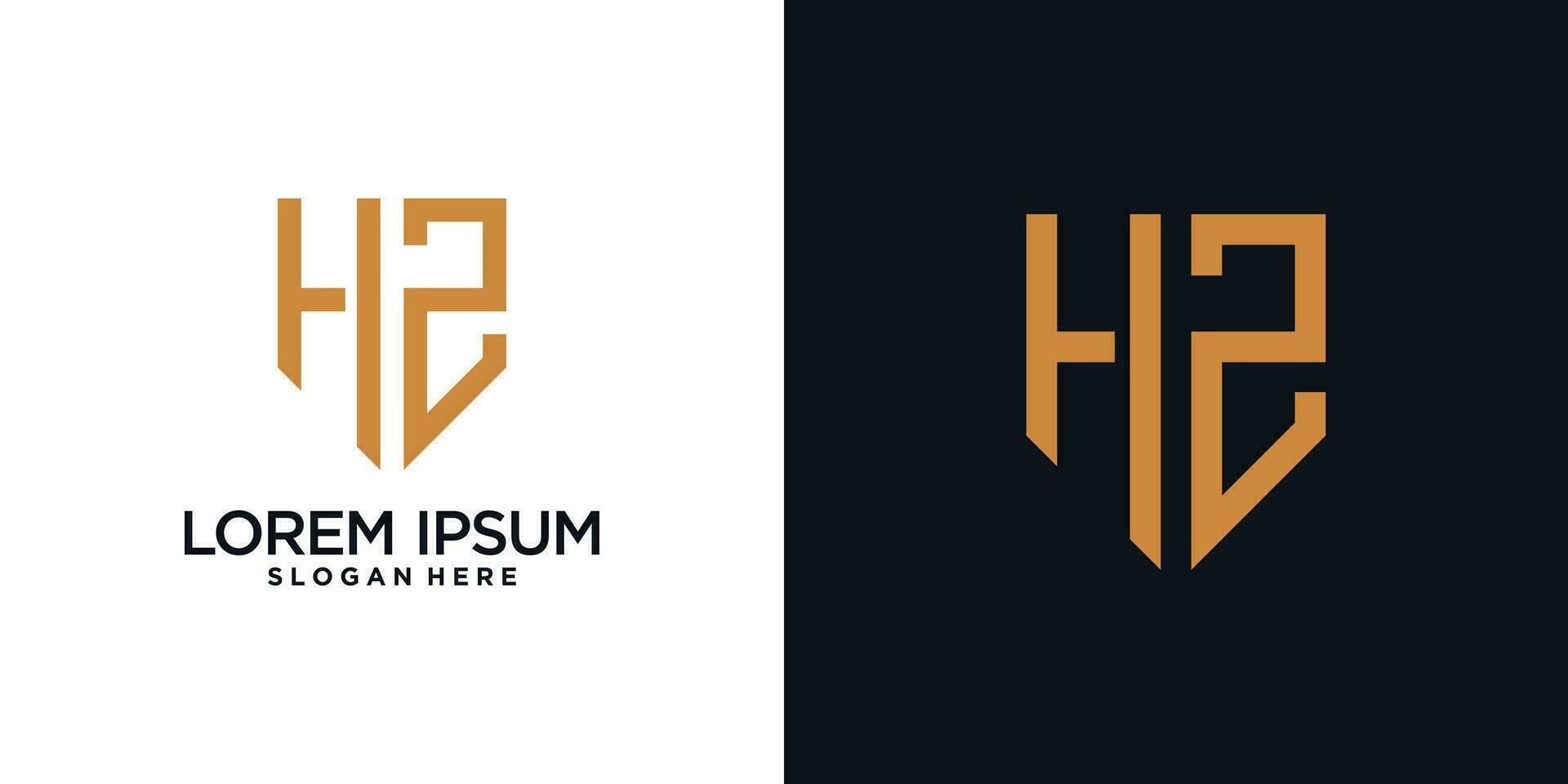 Monogram logo design initial letter h combined with shield element and creative concept vector