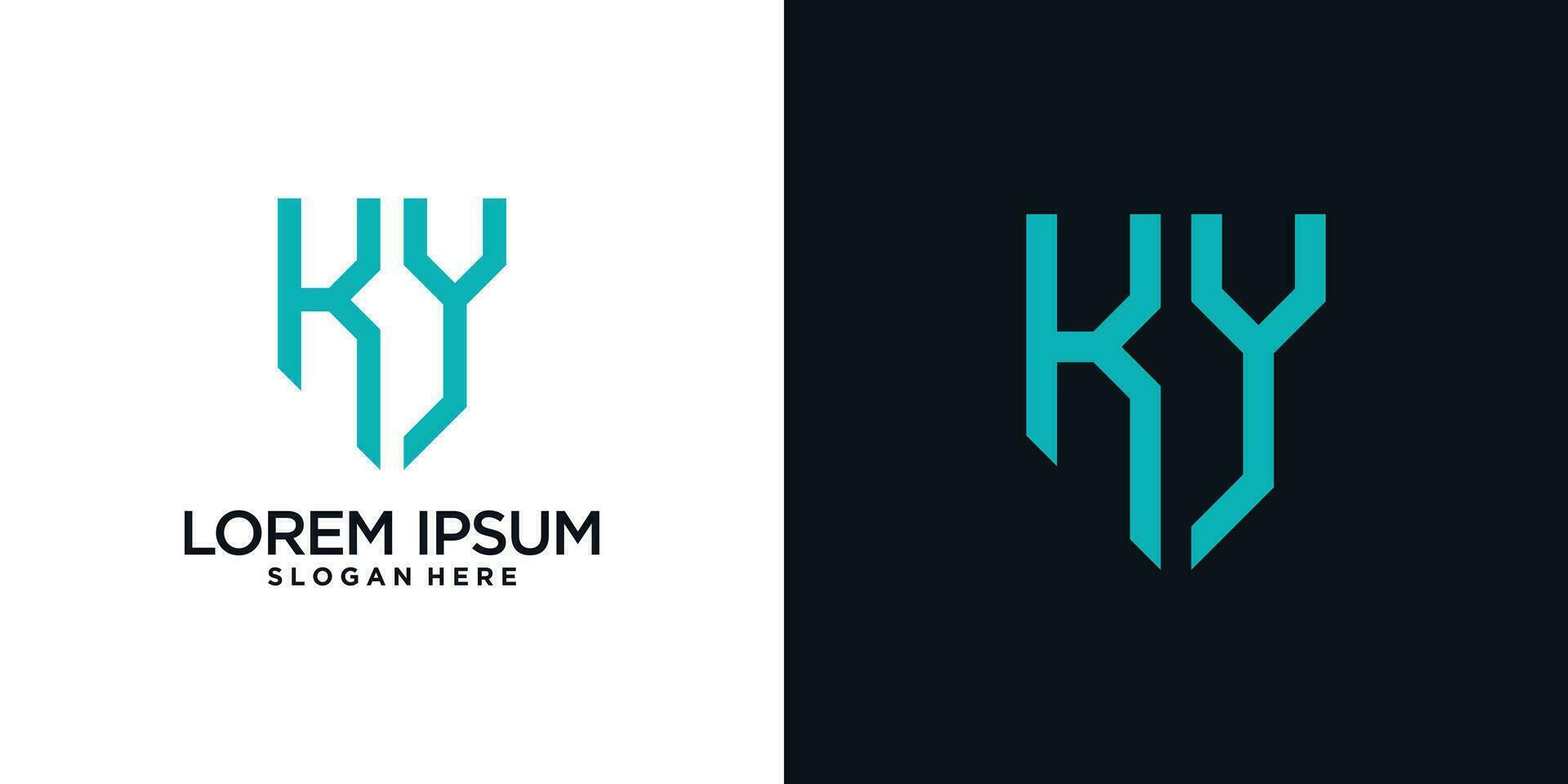 Monogram logo design initial letter k combined with shield element and creative concept vector