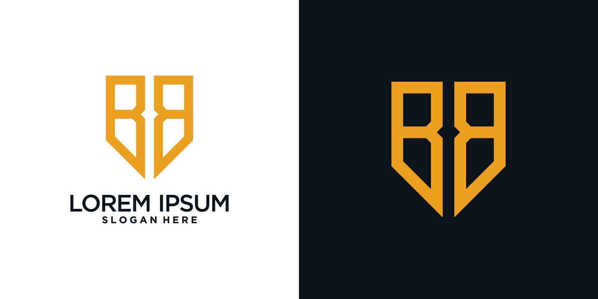 Monogram logo design initial letter b combined with shield element and creative concept vector