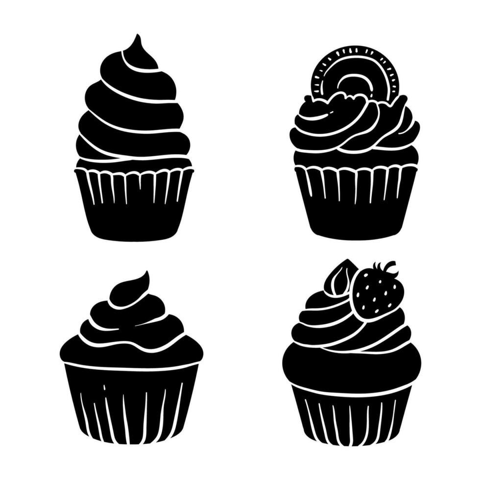 cupcake silhouette illustration 1 vector