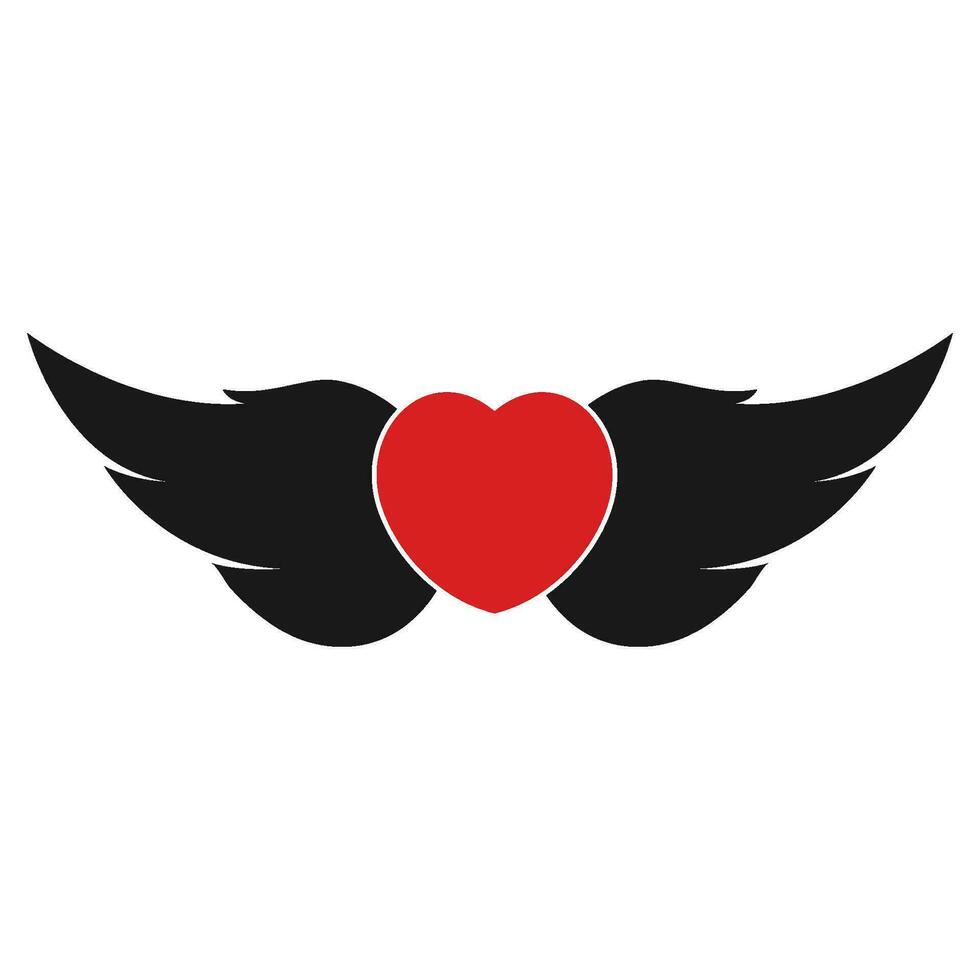 winged heart icon vector