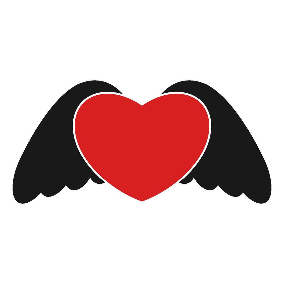winged heart icon vector