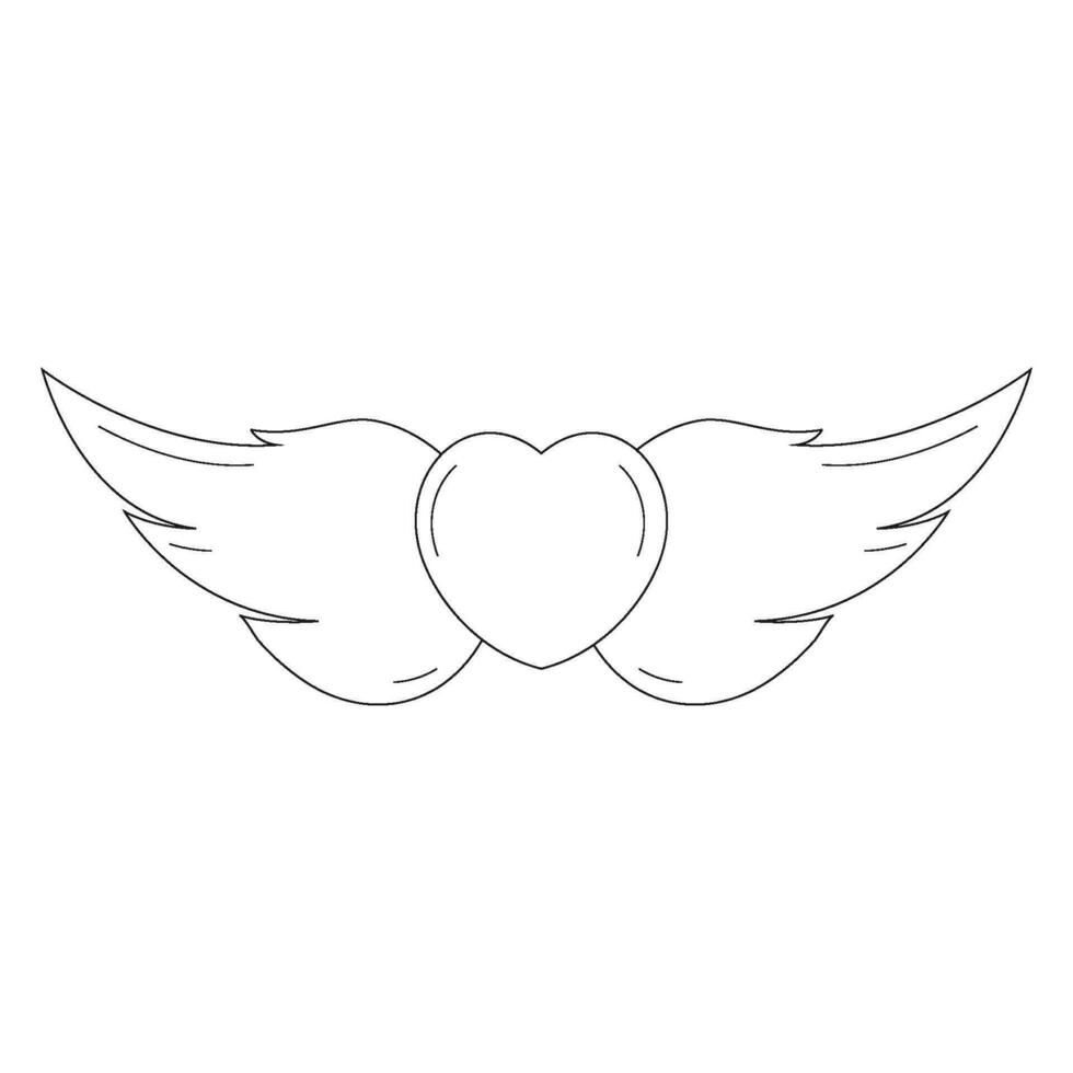 winged heart icon vector