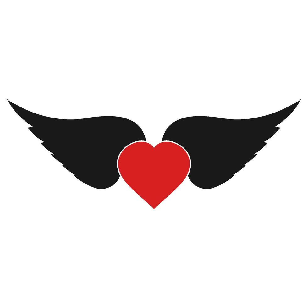 winged heart icon vector