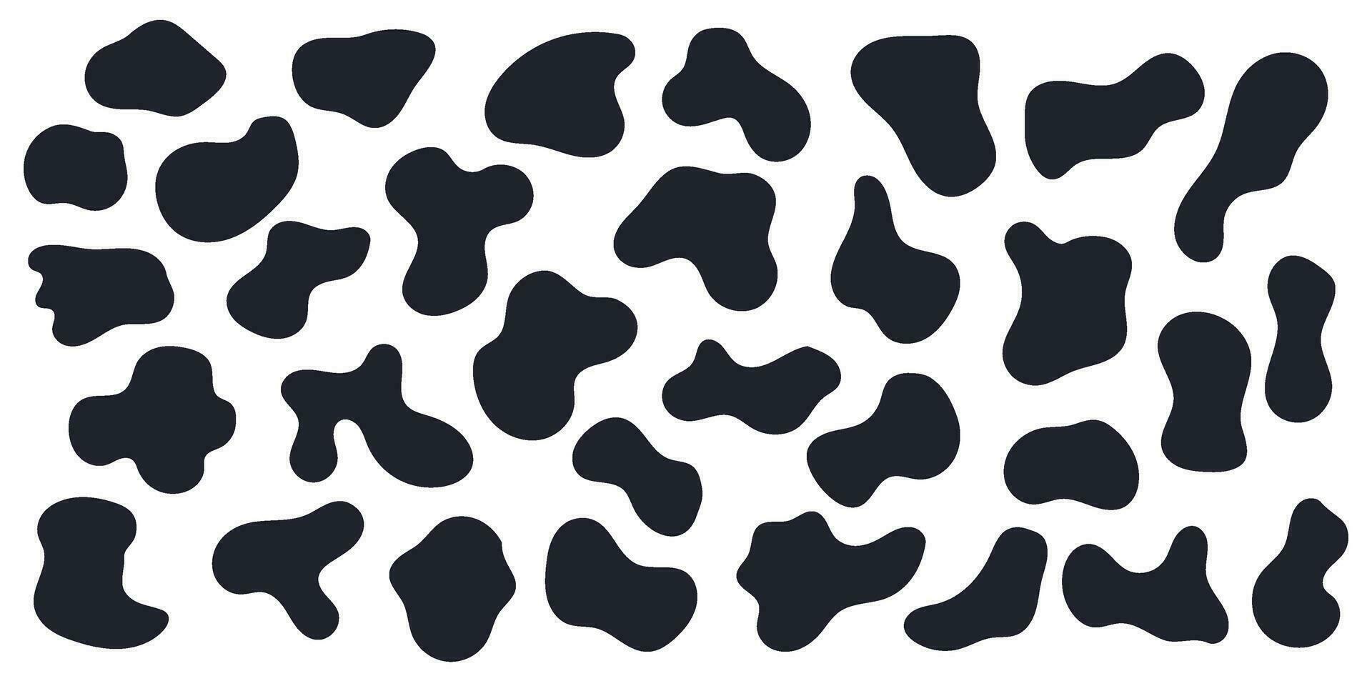 Amoeba blob, organic abstract shape. Set of Liquid amorphous shapes, fluid blotch black and white silhouette collection. vector