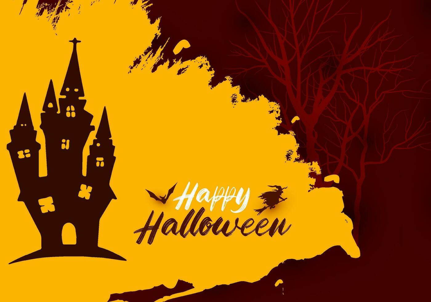 Happy halloween background illustration with grunge shape and haunted castle vector