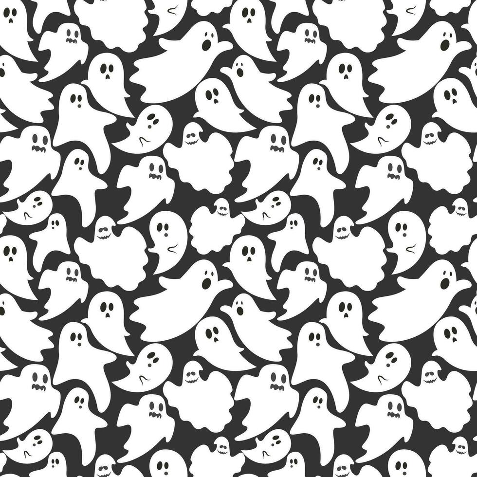 Cute halloween ghost pattern background vector