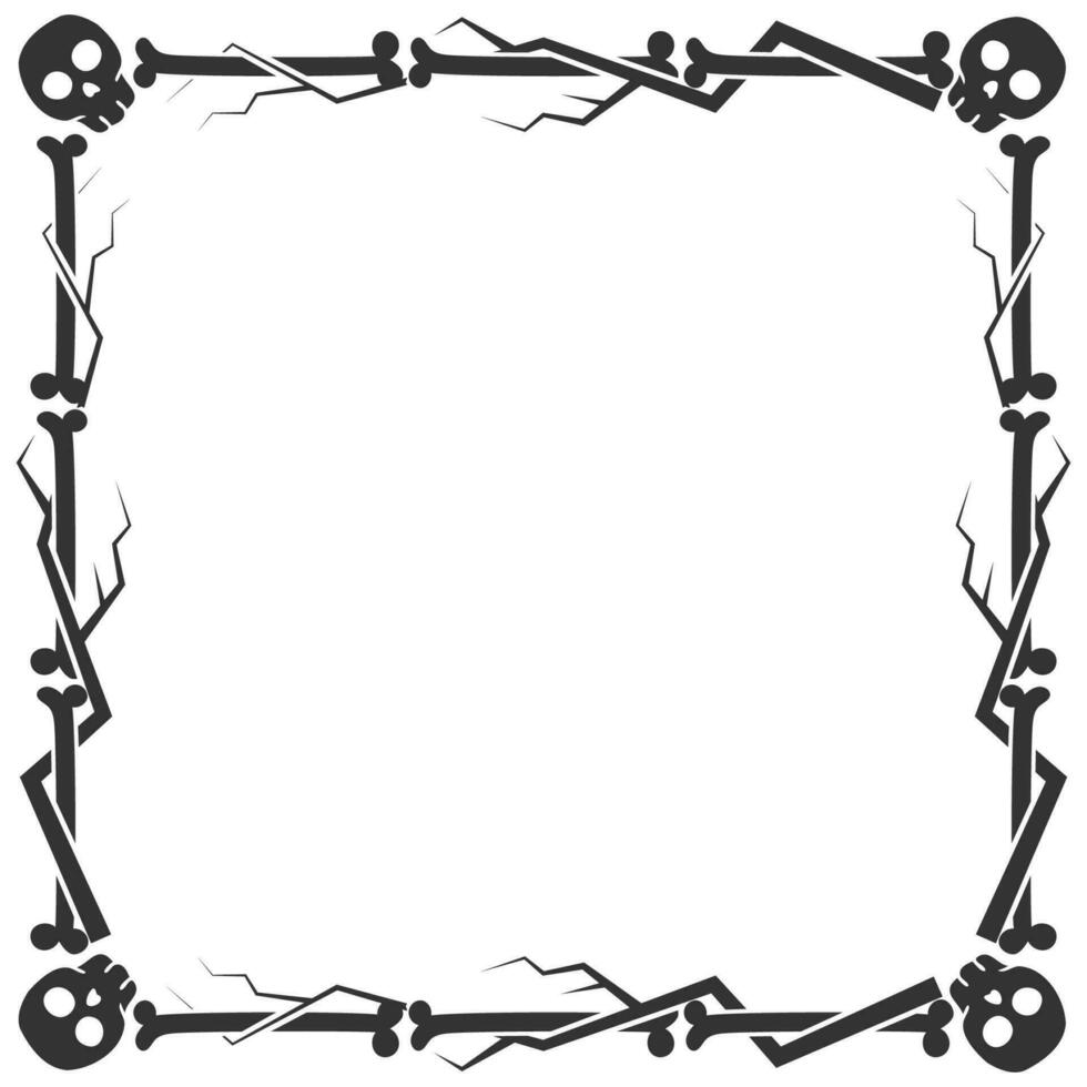 Decorative halloween bone skull frame with creepy tree branch vector