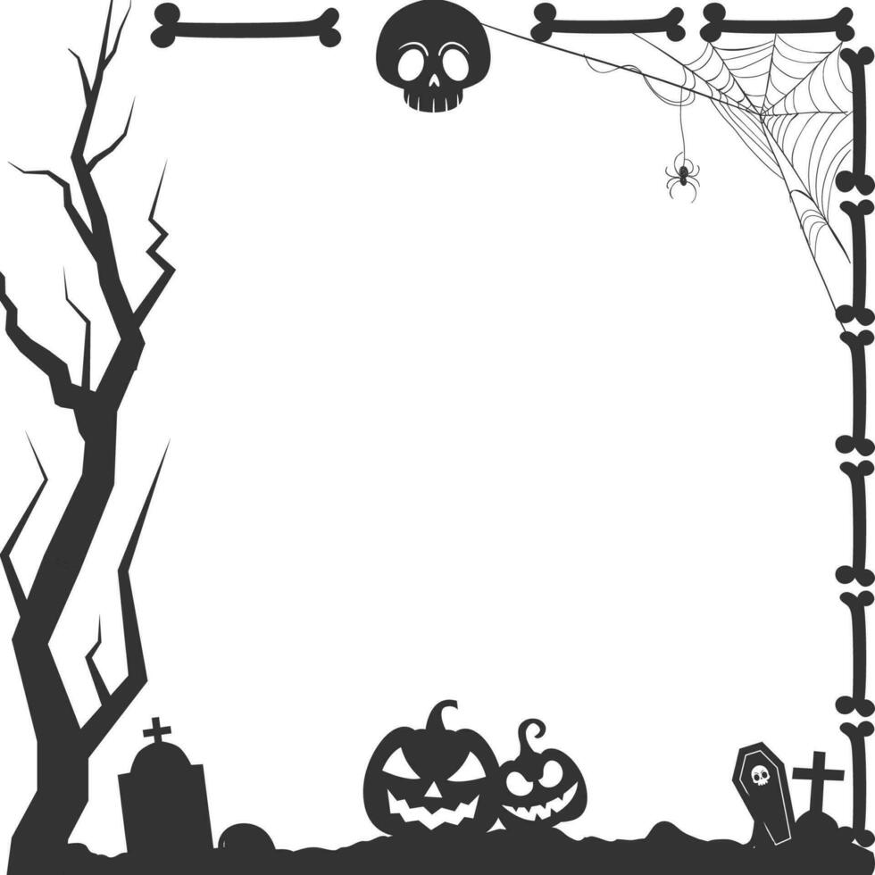 Halloween frame border silhouette with halloween elements vector