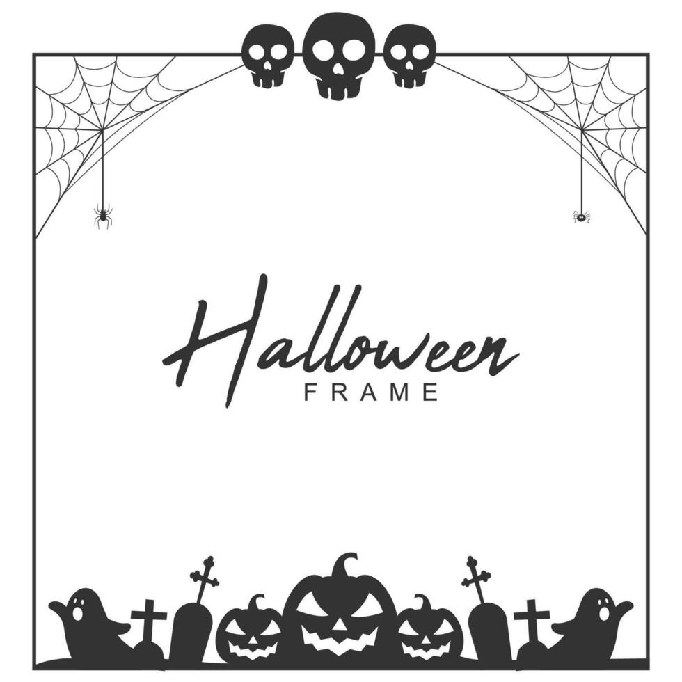 Halloween frame border silhouette with halloween elements vector