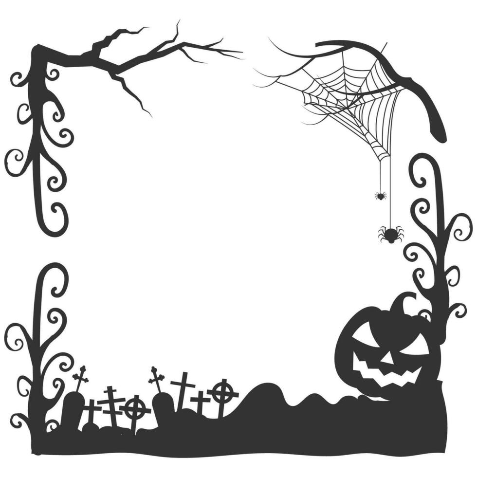 Halloween themed photo frame with halftone and halloween tree vector