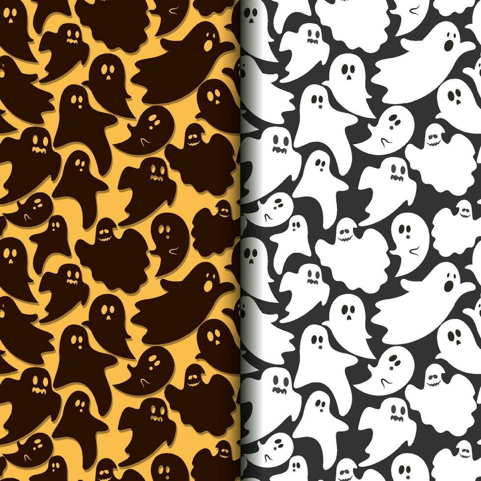 Halloween cute ghost patterns set vector