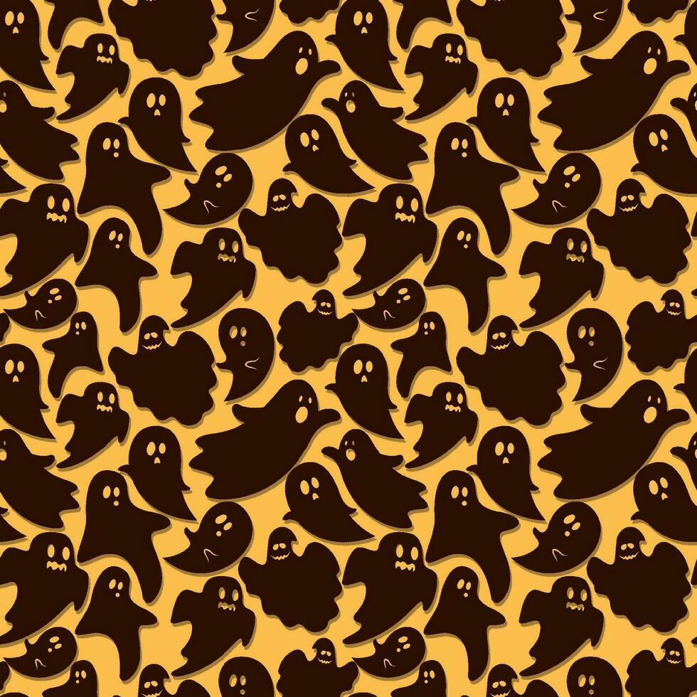 Cute halloween pattern with ghost doodle vector