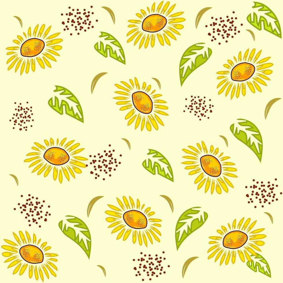 Repeated sunflower pattern vector illustration.