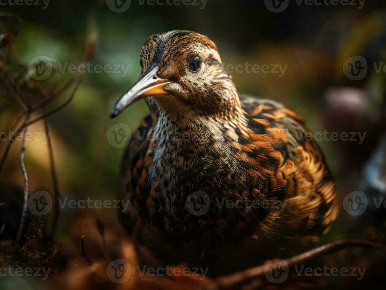 Woodcock bird portrait created with Generative AI technology photo