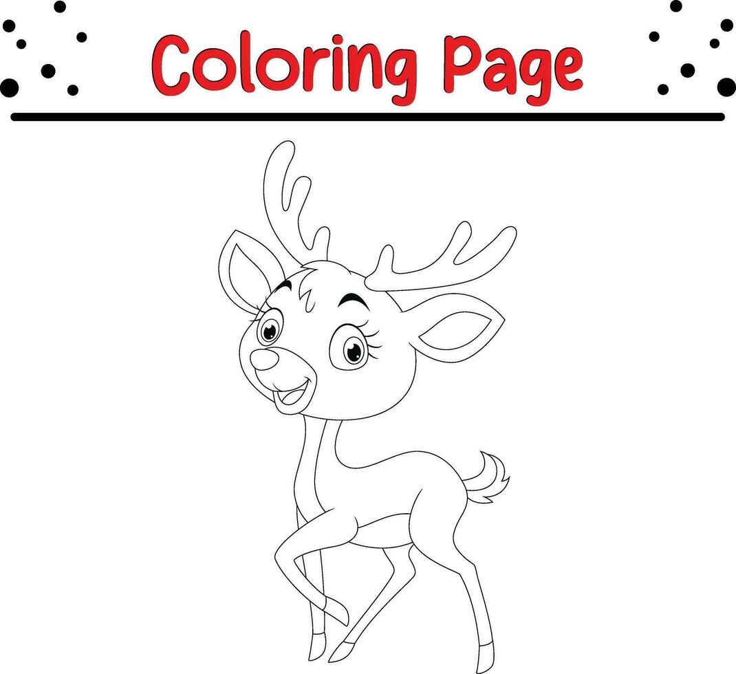 Deer animal coloring page for kids vector