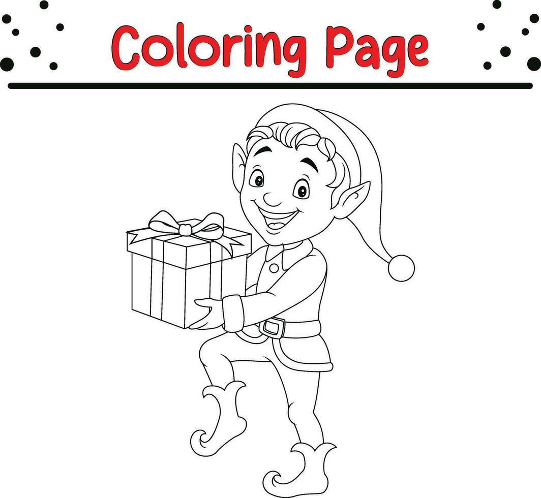 Happy Christmas little kids coloring page. Winter coloring book for children vector