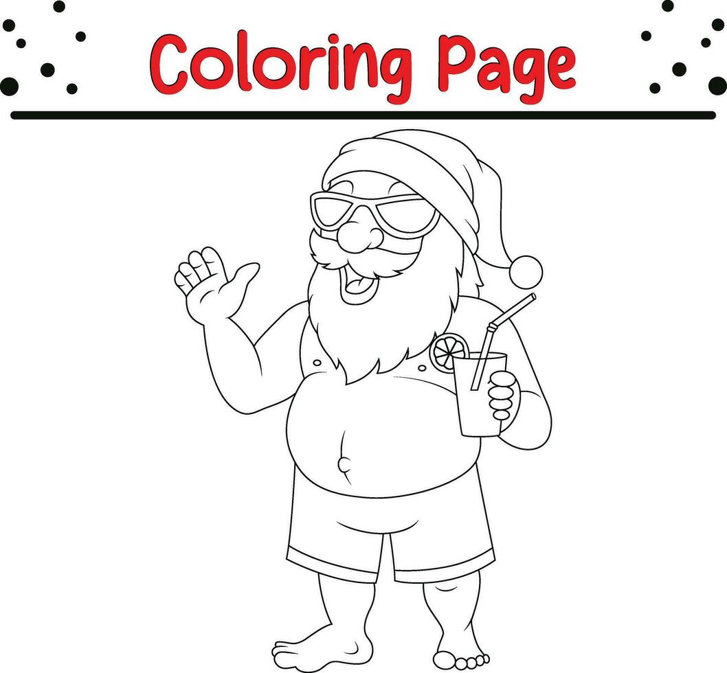 Happy Santa coloring page. Christmas coloring book for children. vector