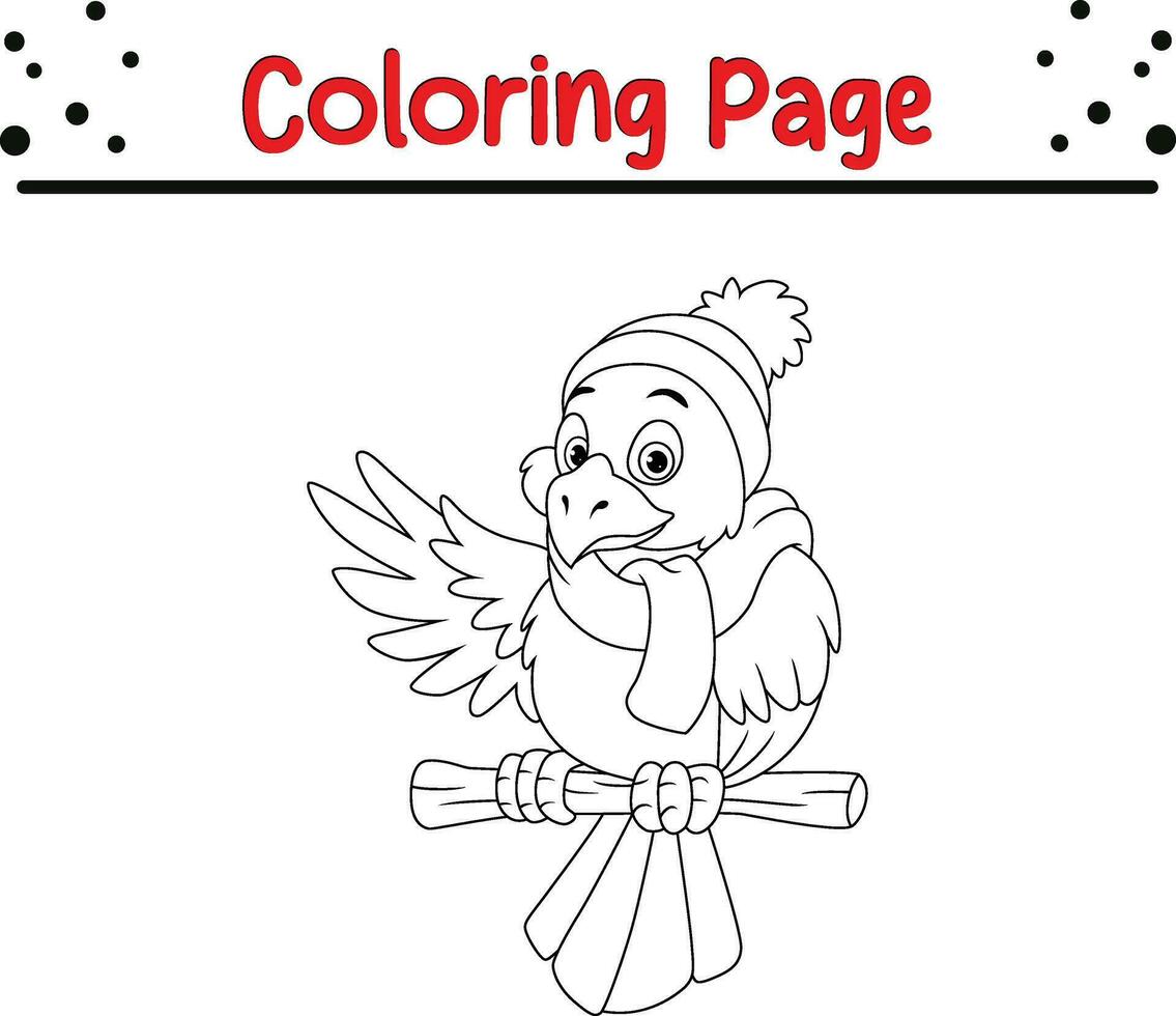 Christmas bird coloring page for children vector