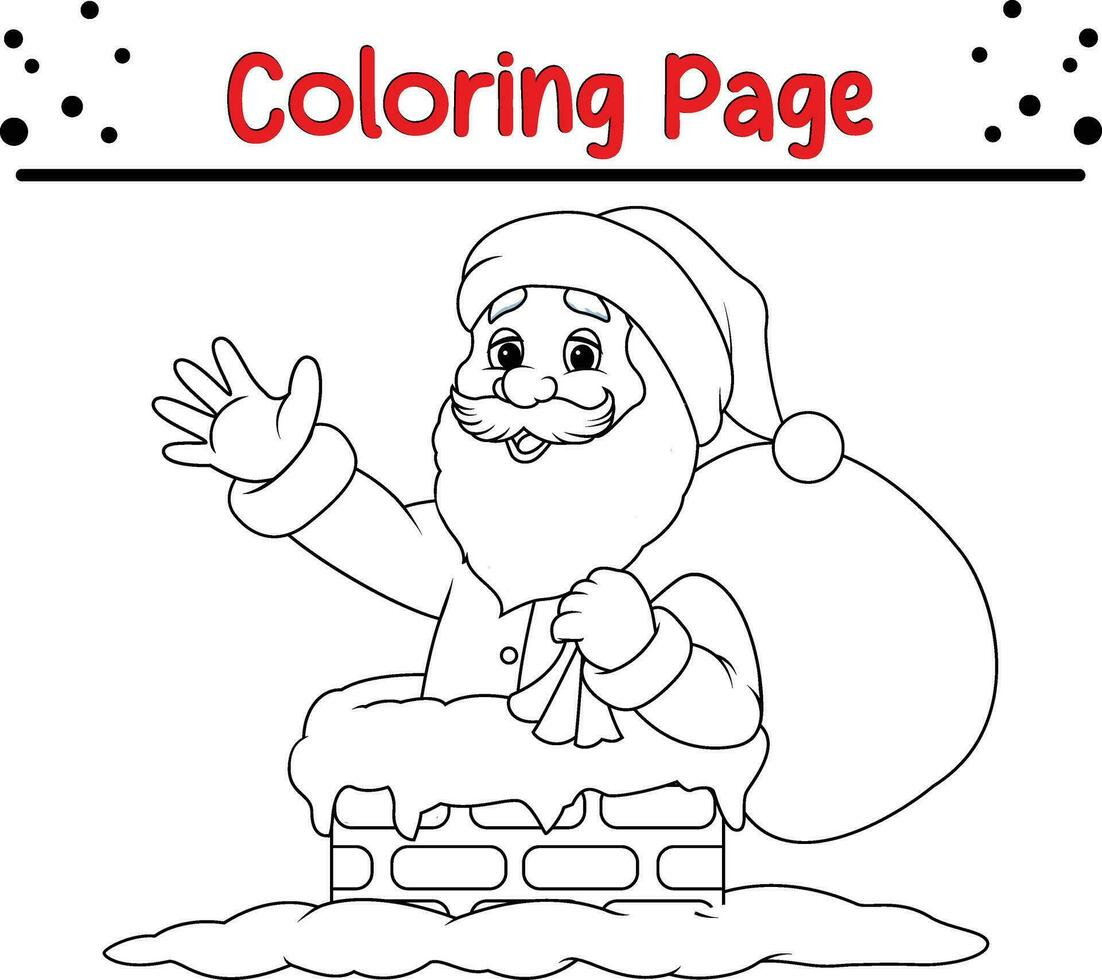 Happy Santa Claus coloring page. Cute Christmas coloring book for kids. vector