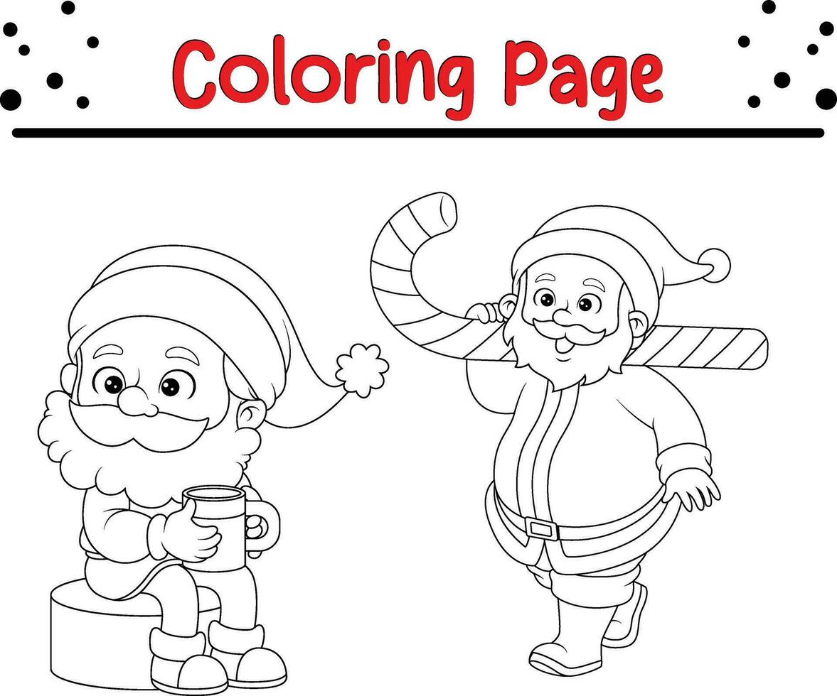 Happy Santa Claus coloring page. Cute Christmas coloring book for kids. vector