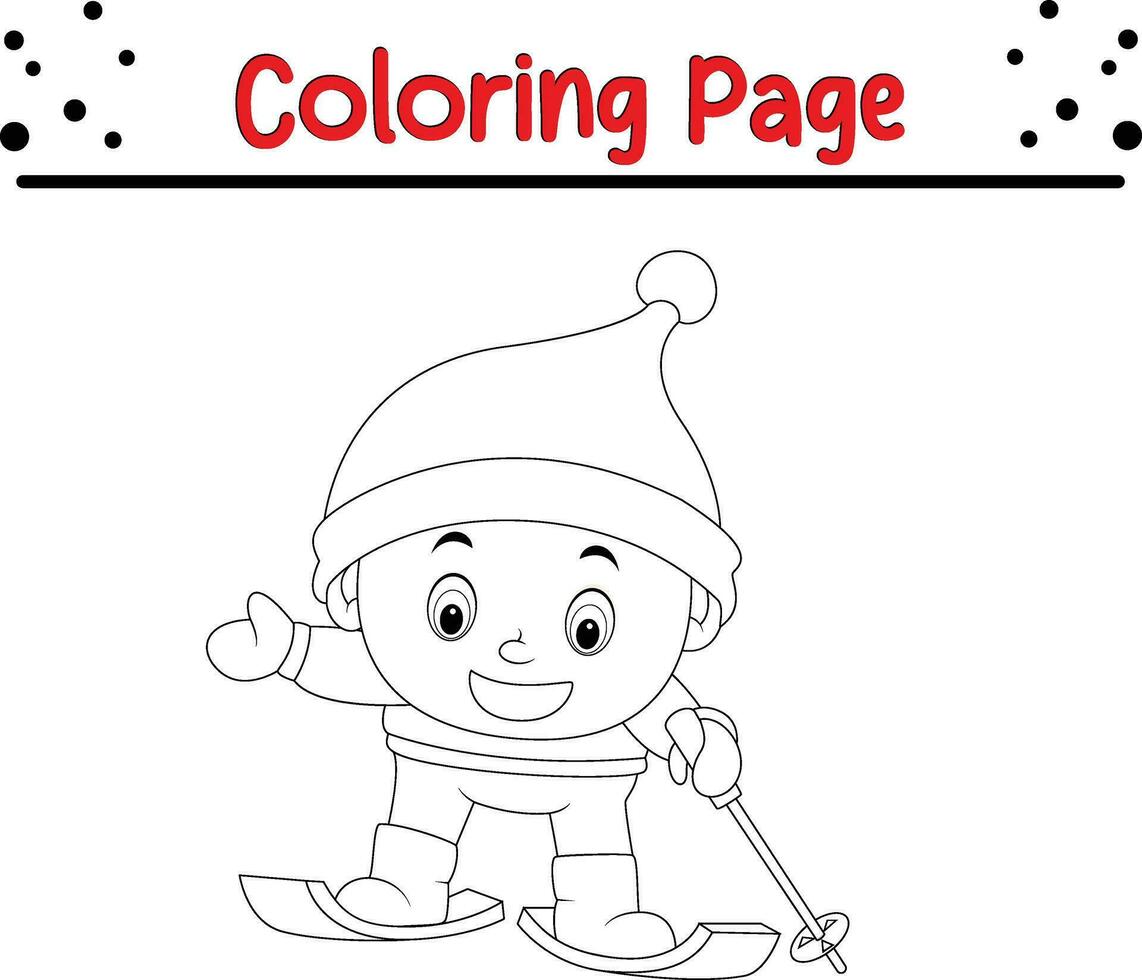 Happy Christmas little kids coloring page. Winter coloring book for children vector