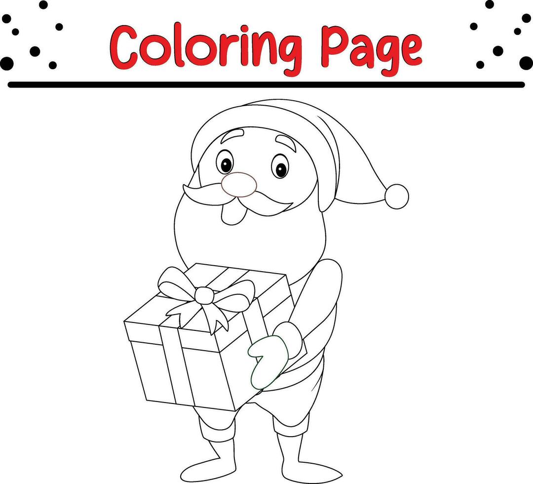 Happy Santa Claus coloring page. Cute Christmas coloring book for kids. vector