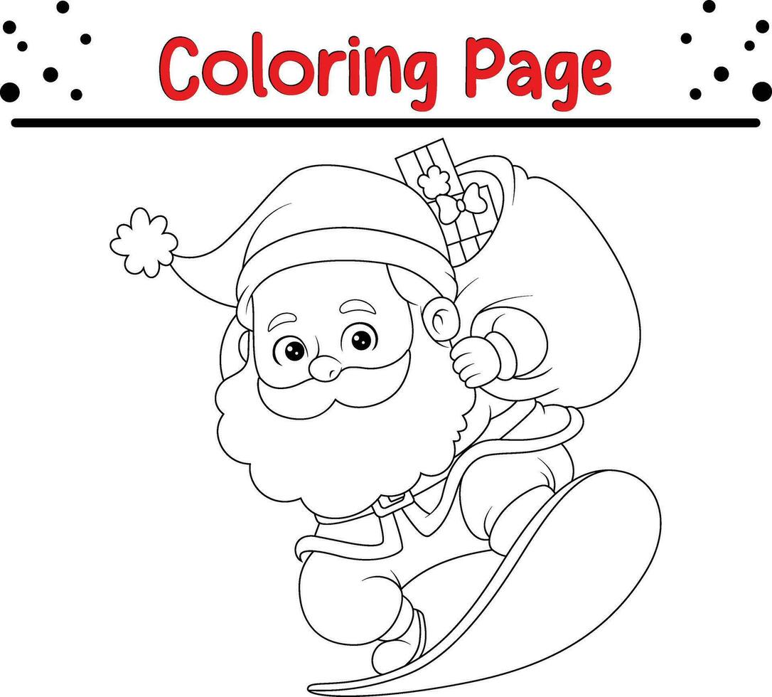 Happy Santa Claus coloring page. Cute Christmas coloring book for kids. vector