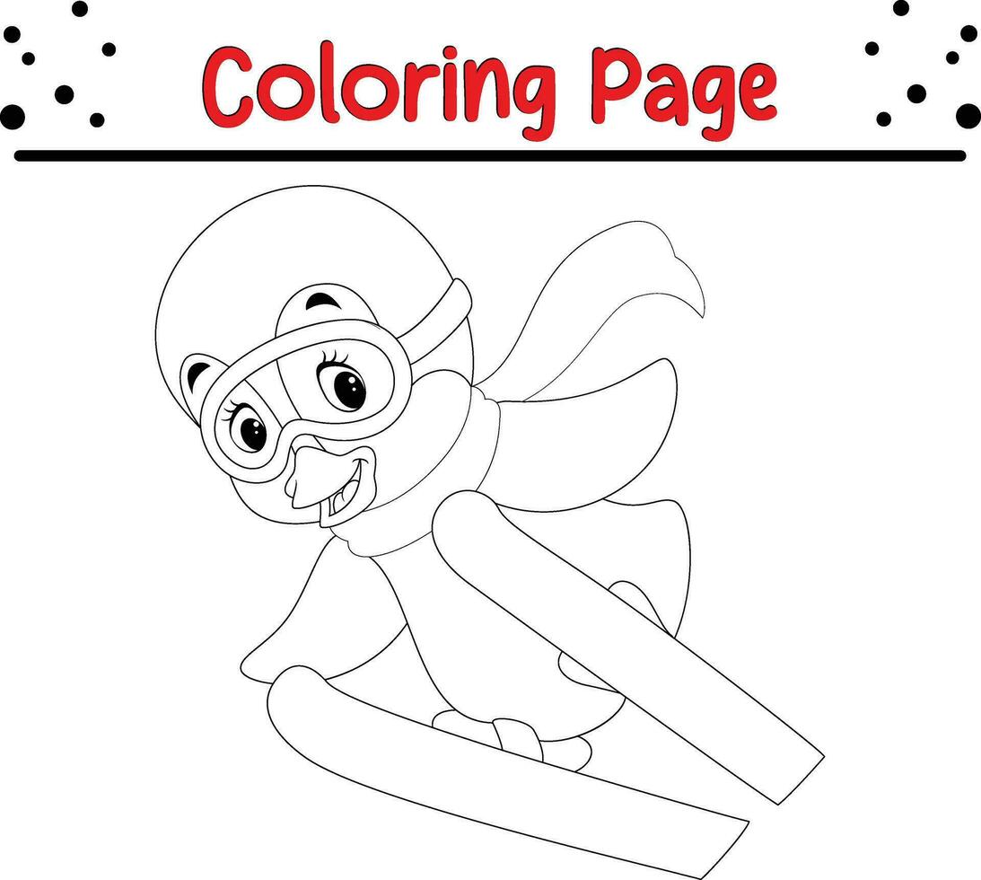 Cute Penguin coloring page. Happy Christmas Animal coloring book. vector