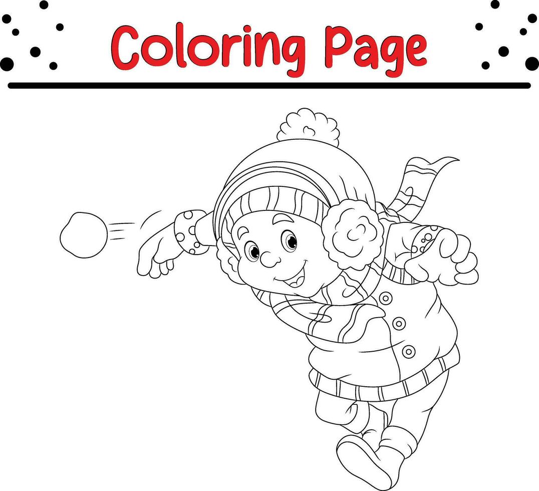 Happy Christmas coloring page. Black and white vector illustration for coloring book