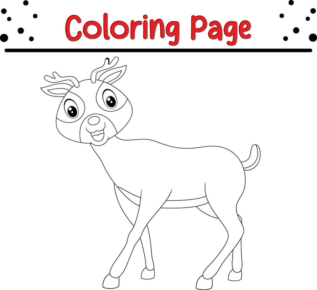 Deer coloring page. Happy Christmas coloring book for  children. vector