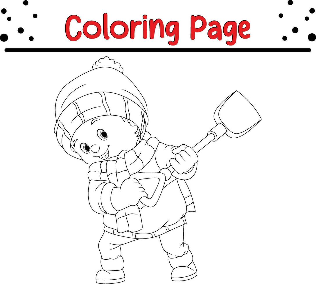 Happy Christmas little kids coloring page. Winter coloring book for children vector