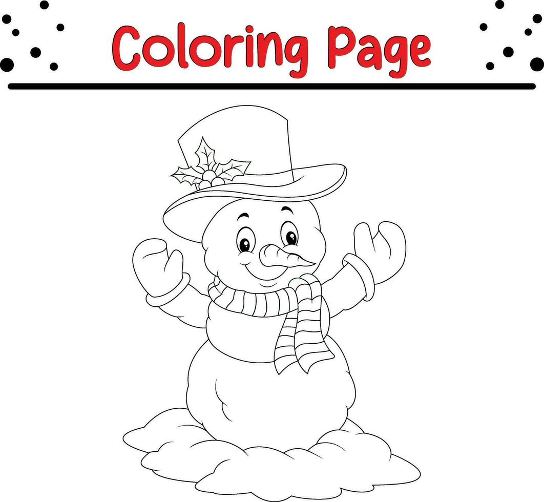 Happy Christmas coloring page. Black and white vector illustration for coloring book