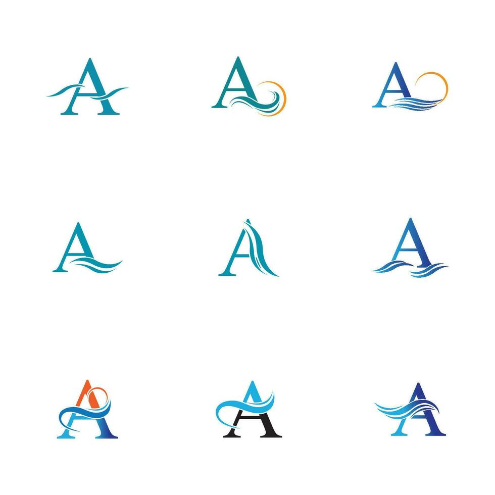 A letter wave Logo Template vector illustration