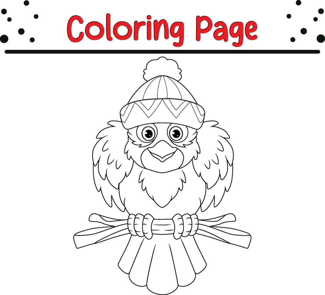 Christmas bird coloring page for children vector