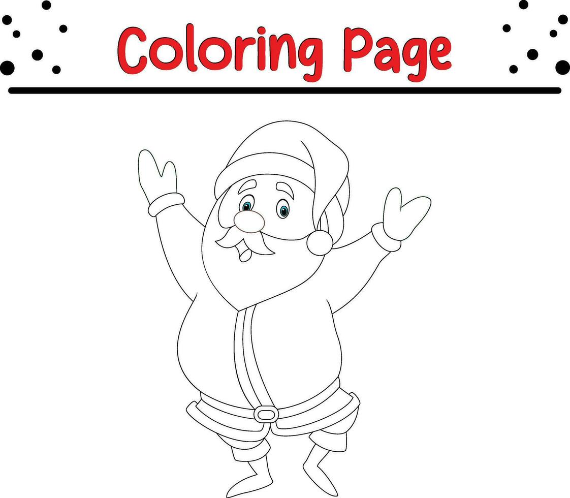 Happy Santa Claus coloring page. Cute Christmas coloring book for kids. vector