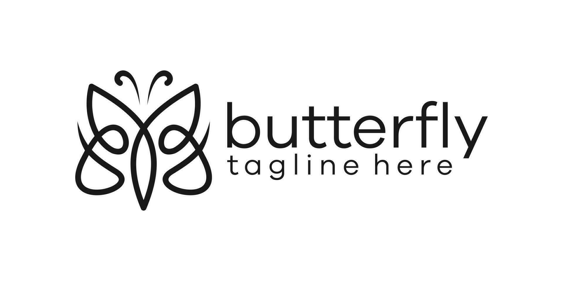 butterfly logo line icon vector illustration