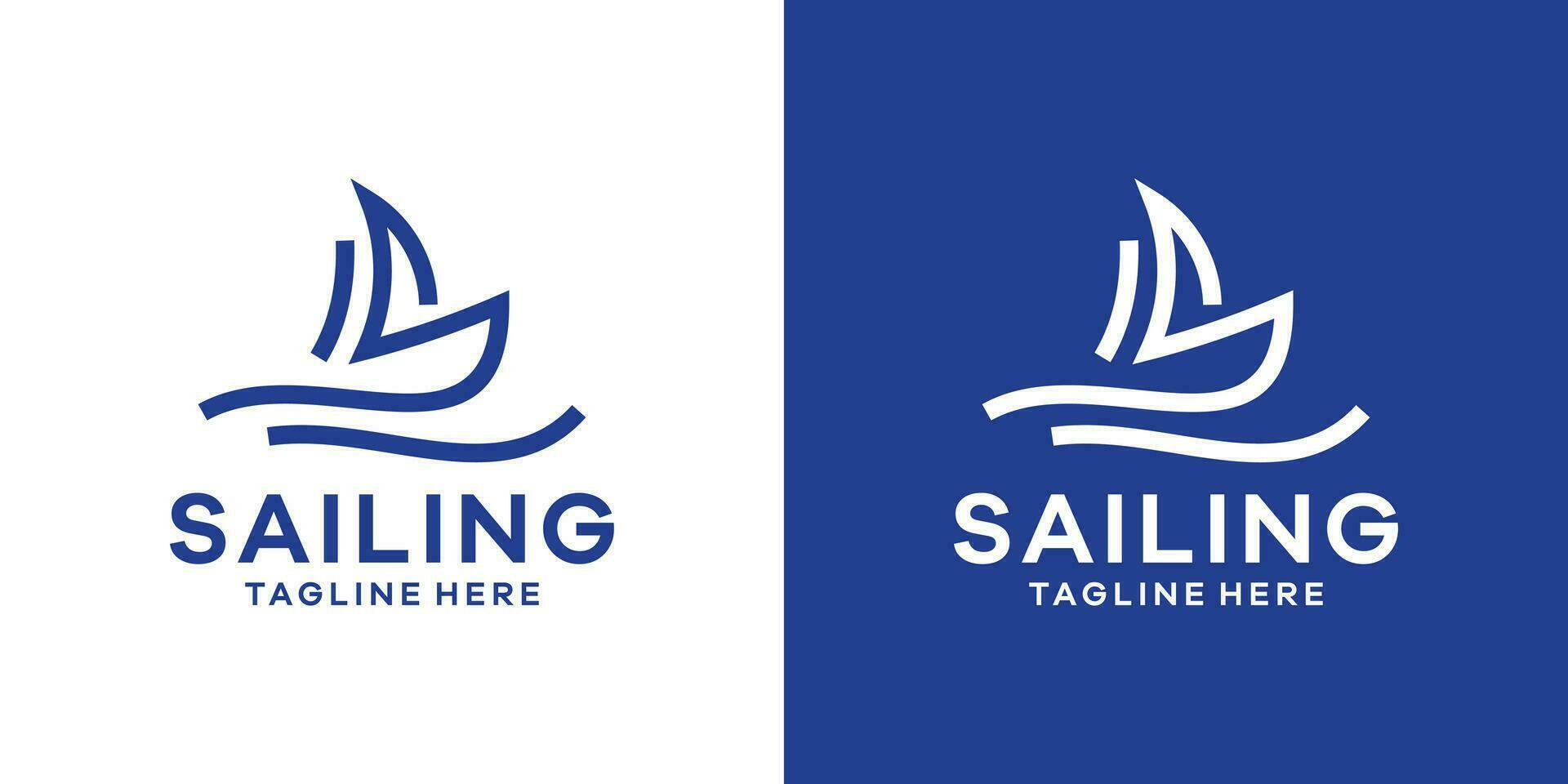 sailing logo design line icon vector illustration