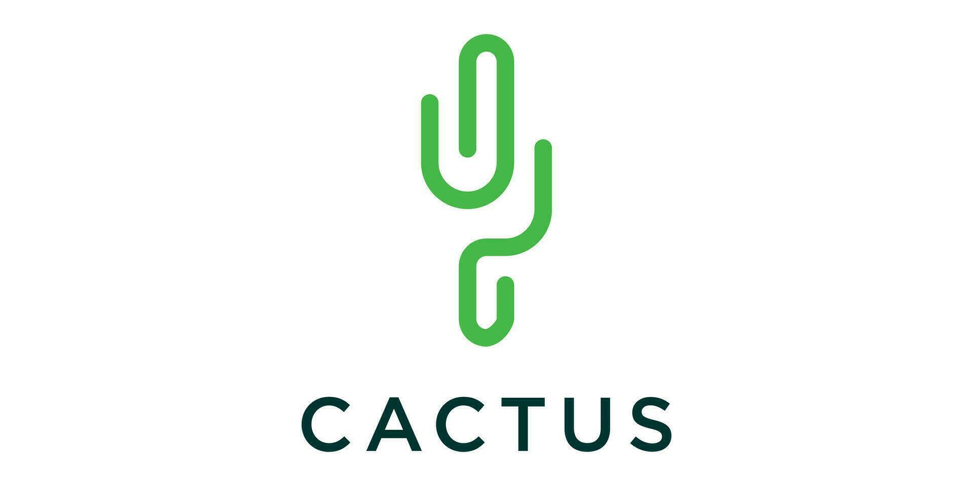 creativo línea cactus logo diseño icono vector ilustración