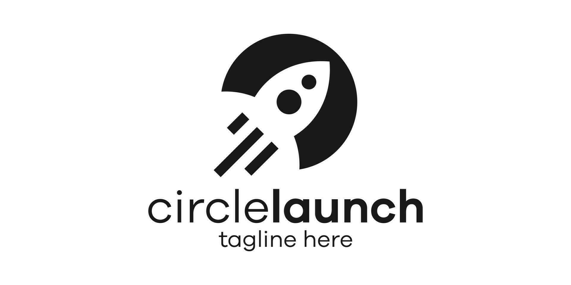 rocket logo design icon circle vector illustration