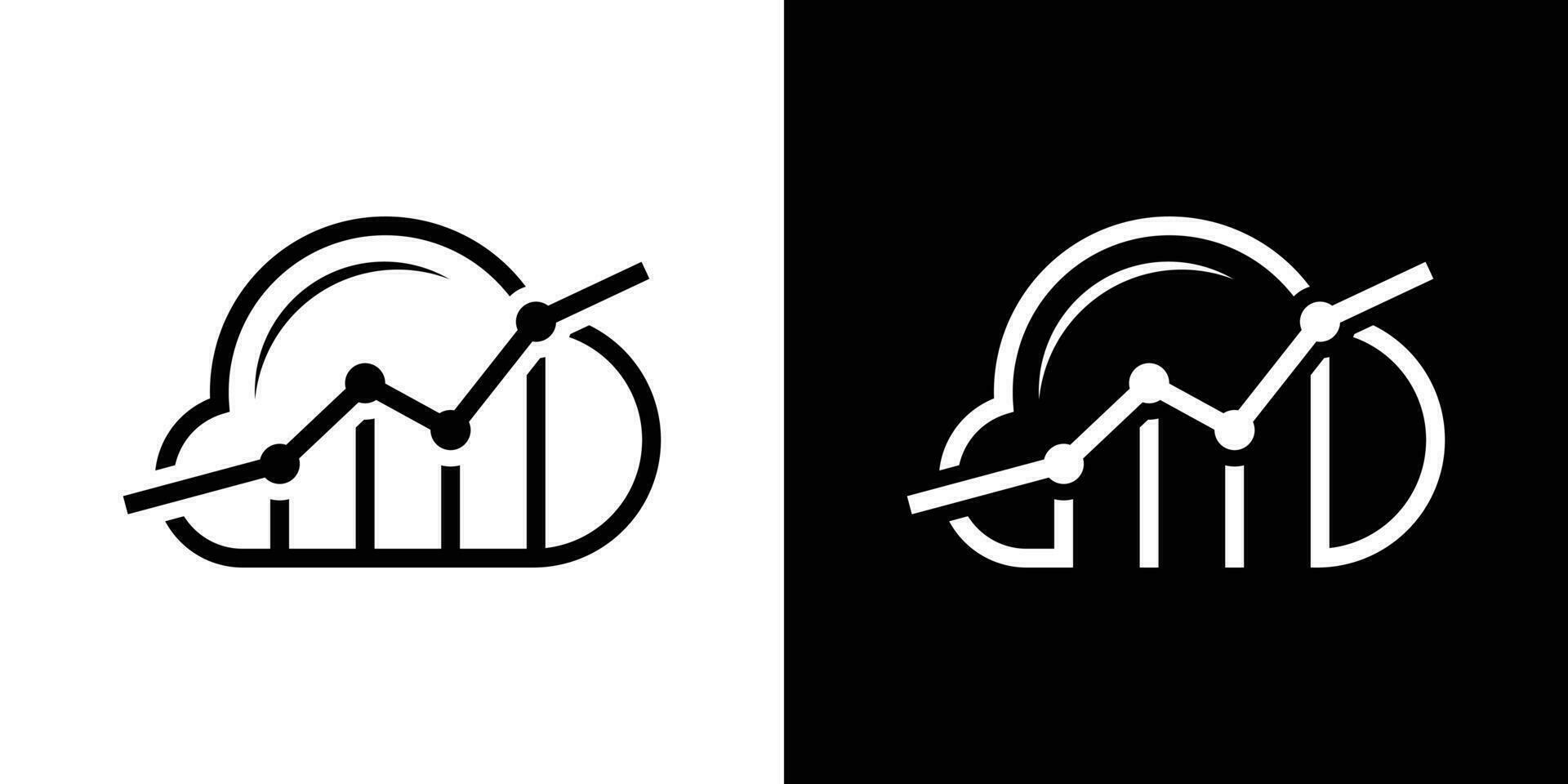 cloud design and financial graph logo line icon vector illustration