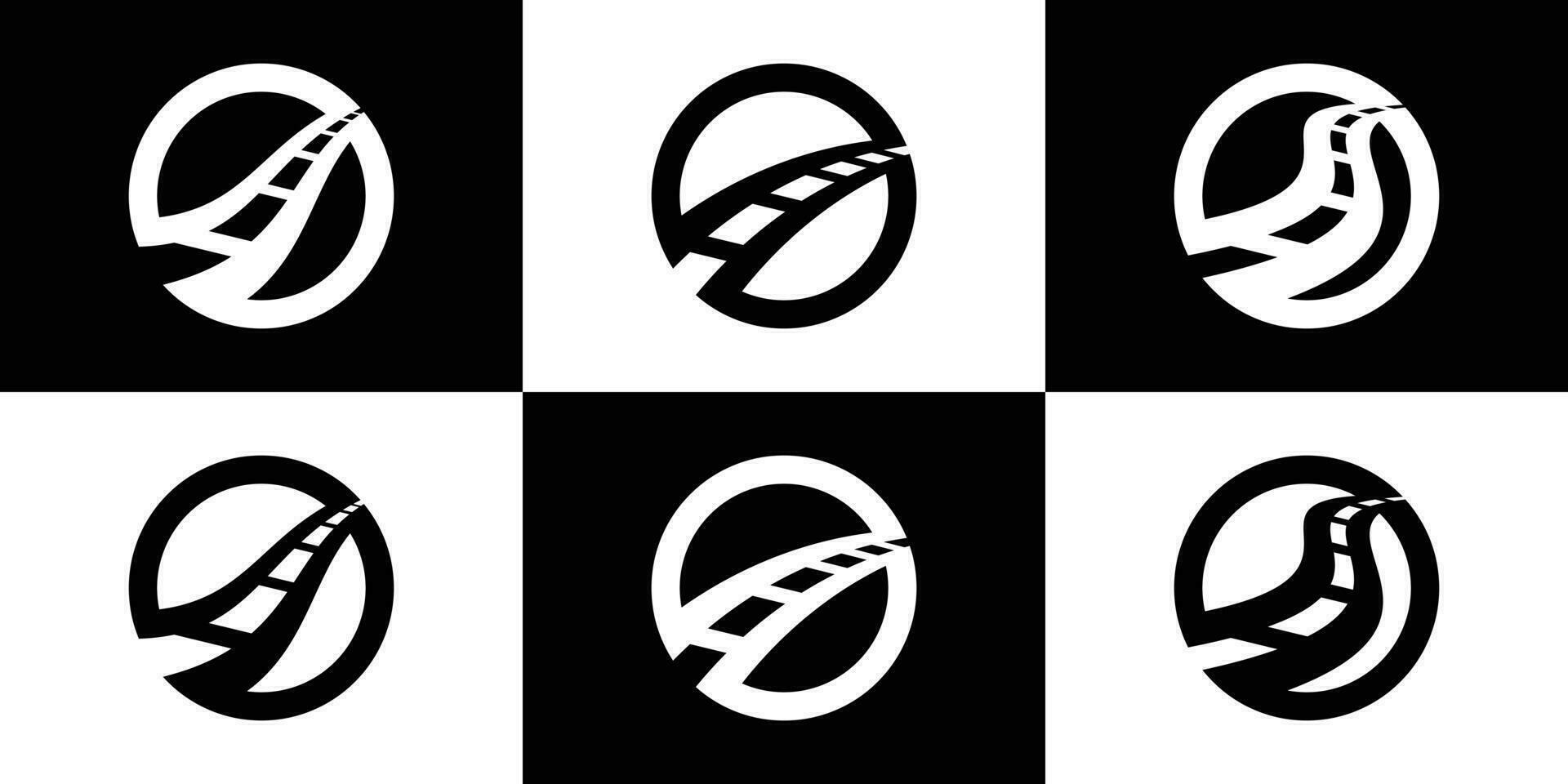 logo design road abstract in circle icon vector illustration