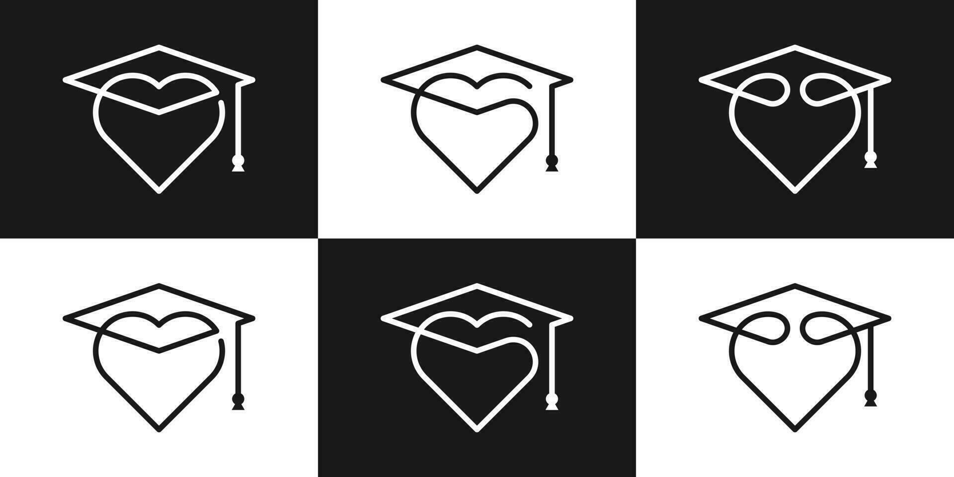 design graduation cap and love logo line icon vector illustration