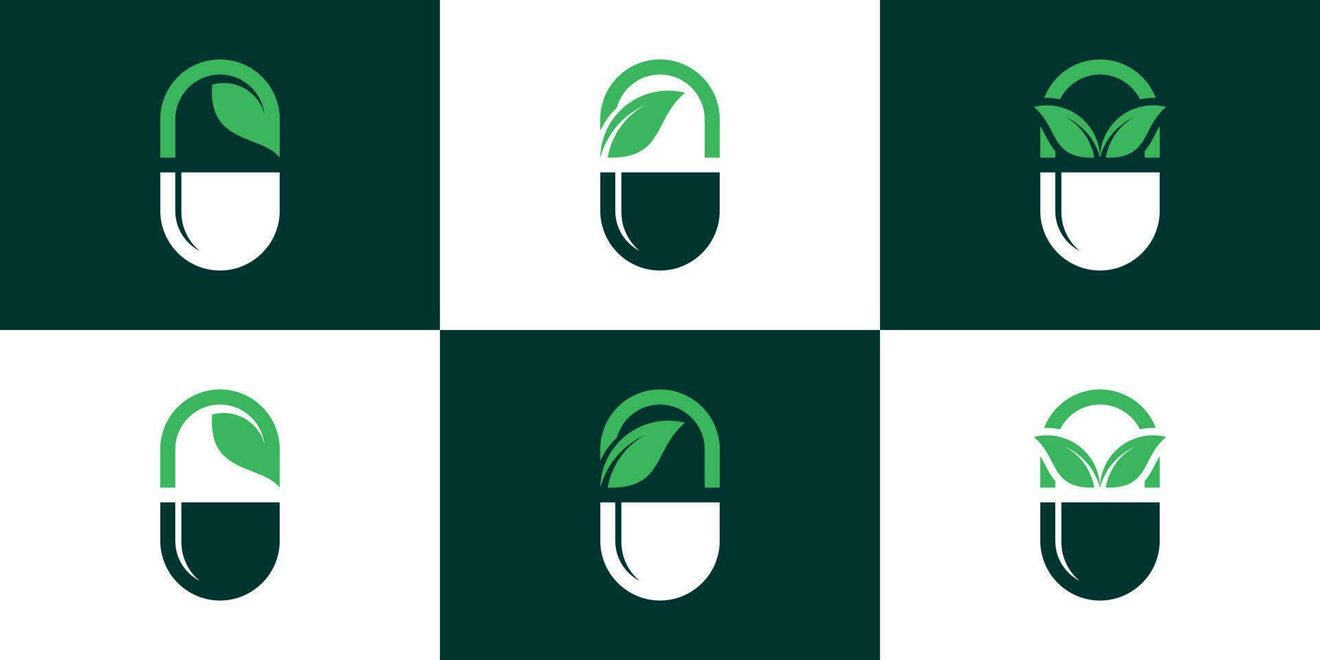 logo pharmacy and leaf icon vector illustration