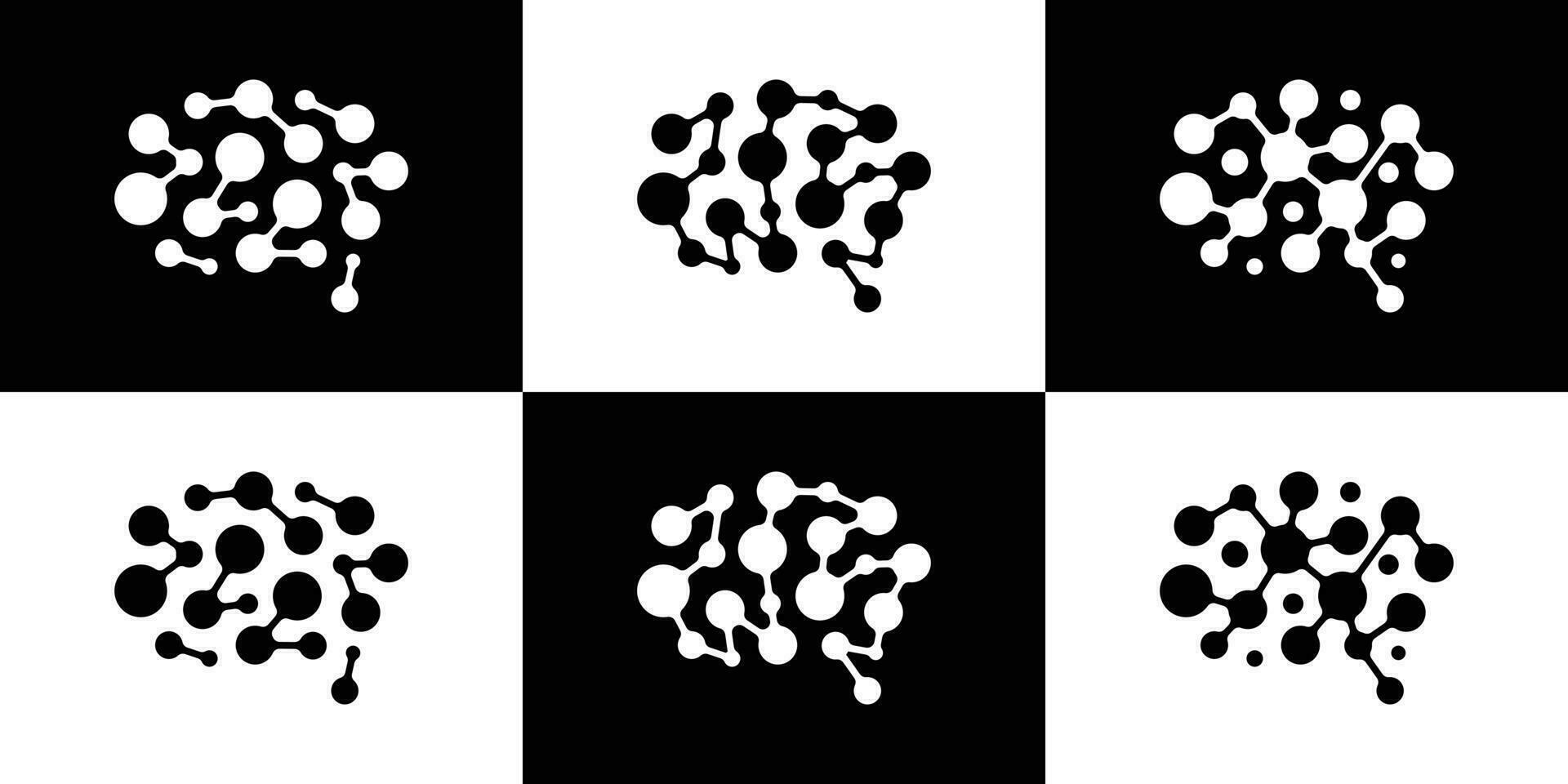 logo design brain and connection technology icon vector illustration