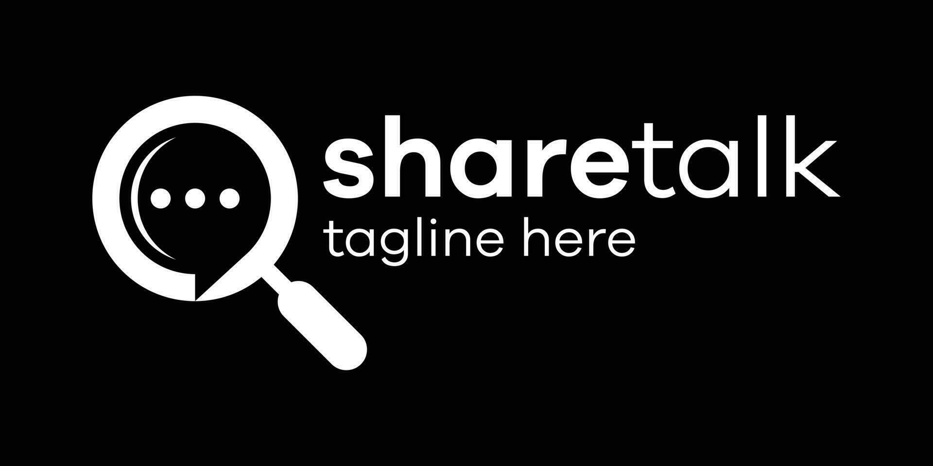 logo design talk and magnifying glass icon vector illustration