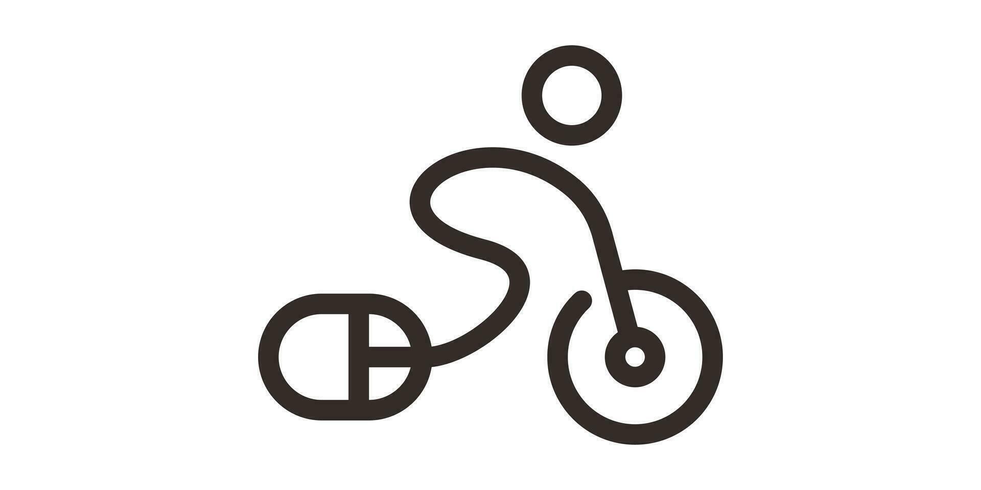 logo diseño en línea bicicleta creativo línea icono vector ilustración