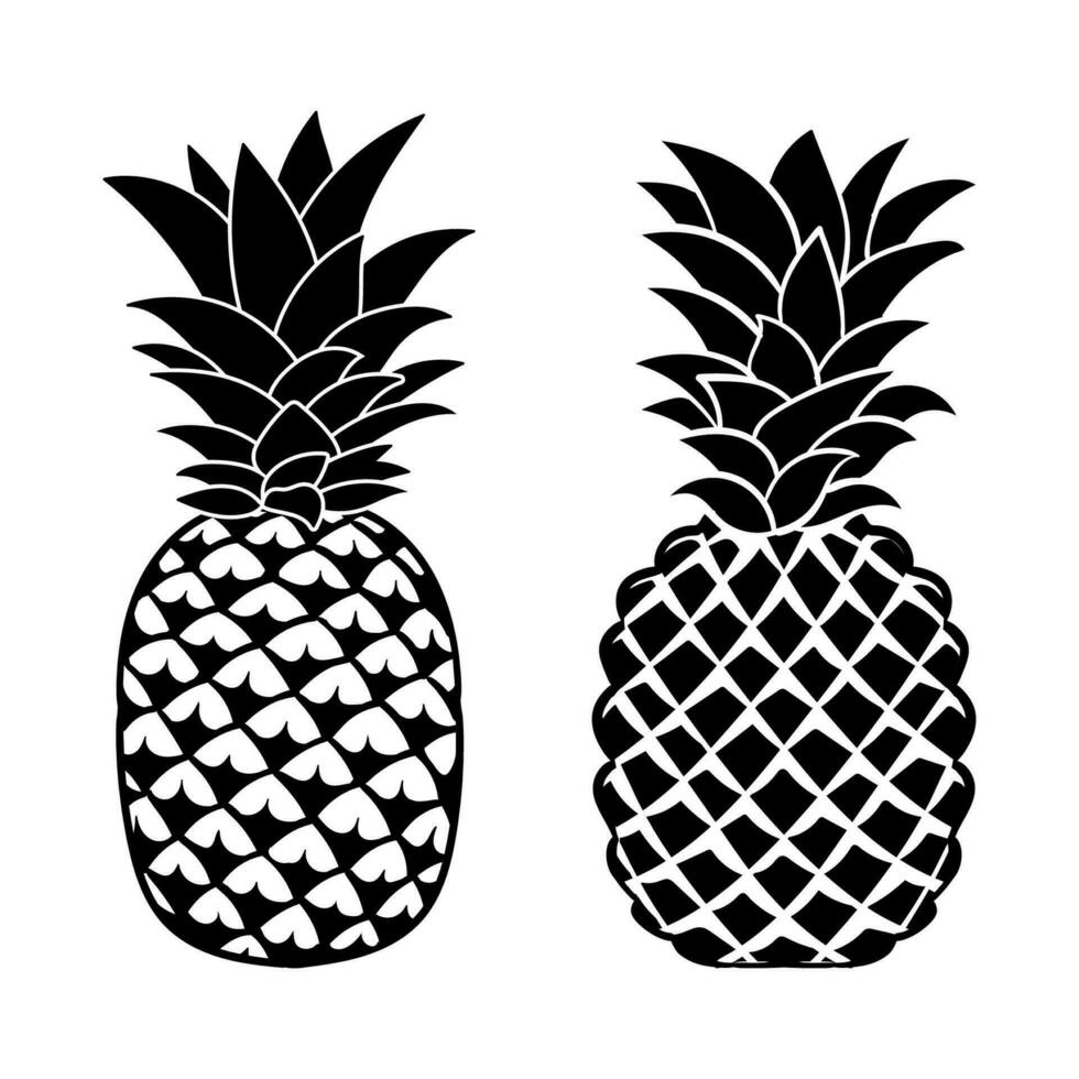 hand drawn pineapple silhouette vector