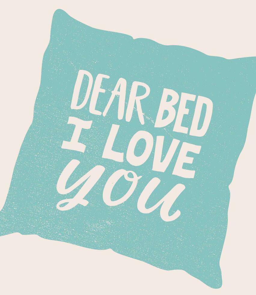 Hand written lettering quote. Cozy phrase for winter or autumn time. Modern calligraphy poster. Inspirational weekend funny sign. Pillow silhouette with grunge texture. vector